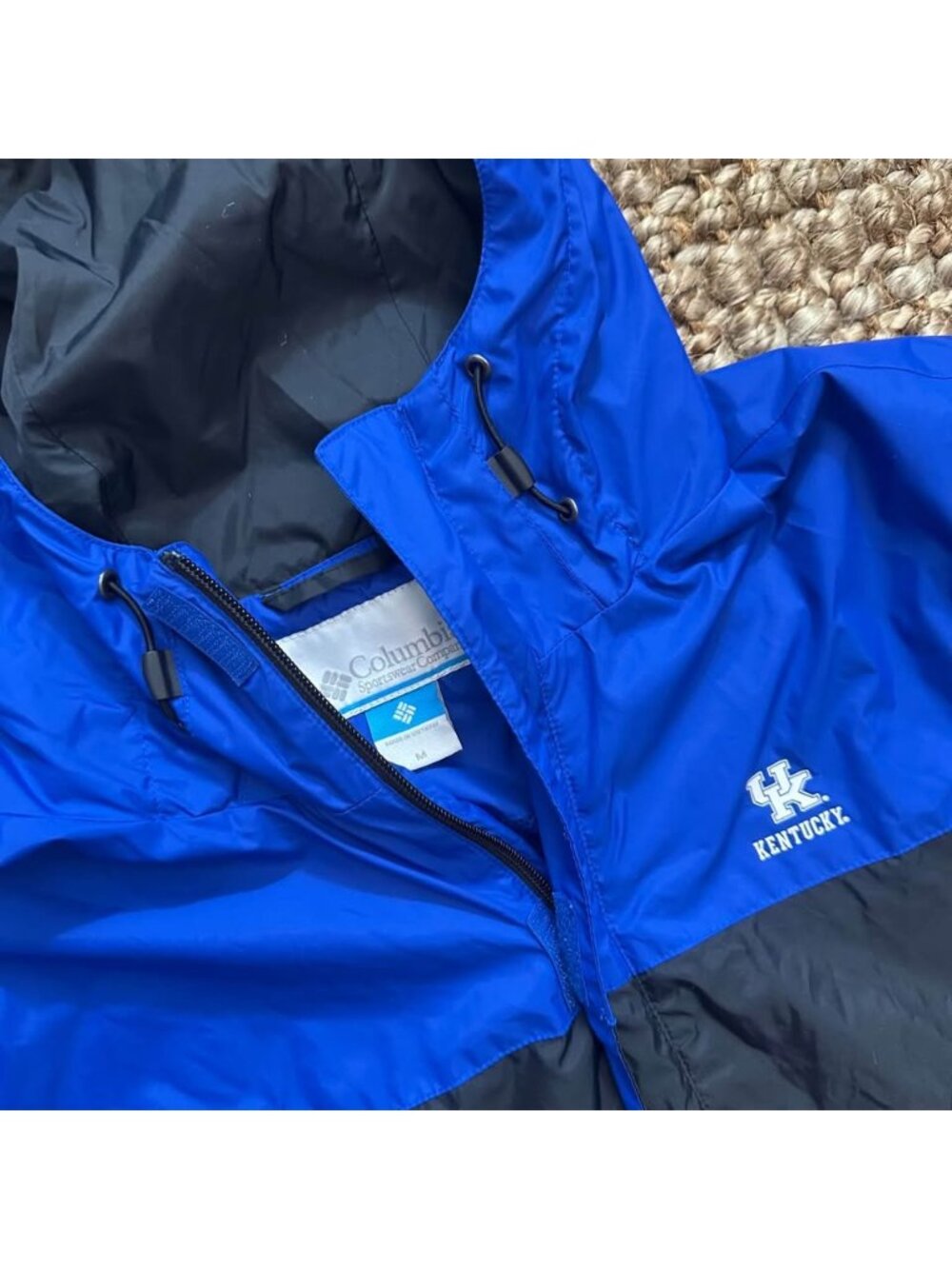 Columbia Kentucky Wildcats Rain Jacket Hooded Windbreaker Men Size Medium Blue